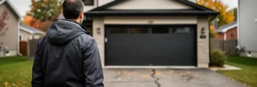 Maison résidentielle québécoise avec porte de garage sectionnelle moderne en Montérégie